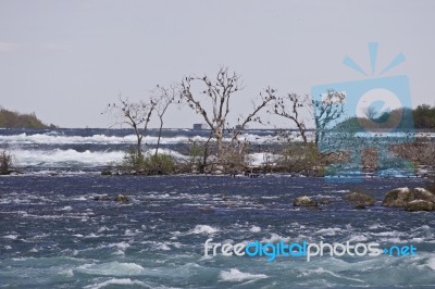 Beautiful Background With The River Right Before The Amazing Niagara Falls Stock Photo