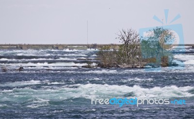 Beautiful Background With The River Right Before The Amazing Niagara Falls Stock Photo