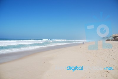 Beautiful Beach In Praia Del Rey Stock Photo