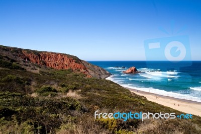 Beautiful Beach In Sagres Stock Photo