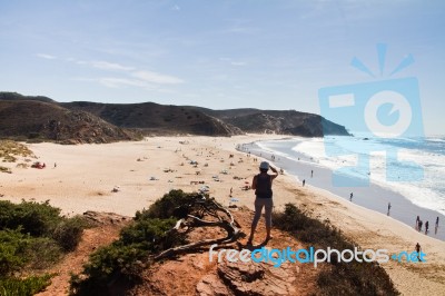 Beautiful Beach In Sagres Stock Photo