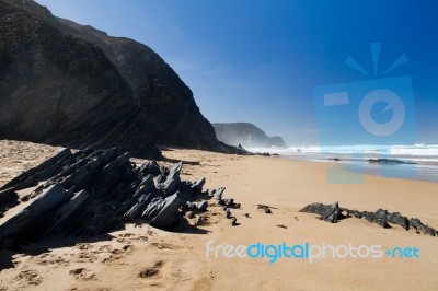 Beautiful Beach In Sagres Stock Photo