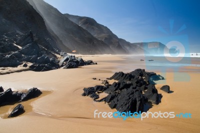 Beautiful Beach In Sagres Stock Photo