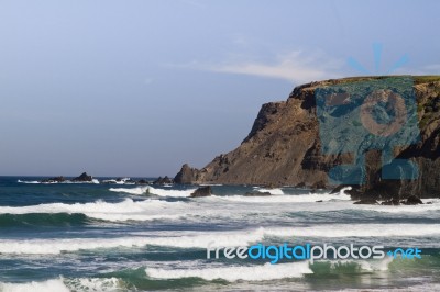 Beautiful Beach In Sagres Stock Photo