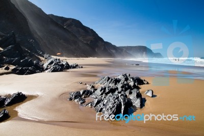 Beautiful Beach In Sagres Stock Photo