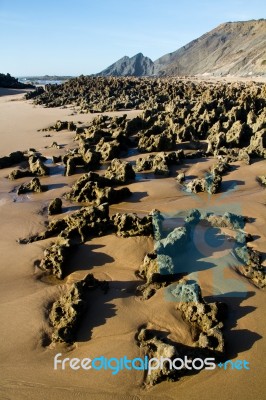 Beautiful Beach In Sagres Stock Photo