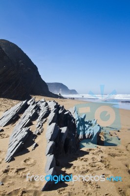 Beautiful Beach In Sagres Stock Photo