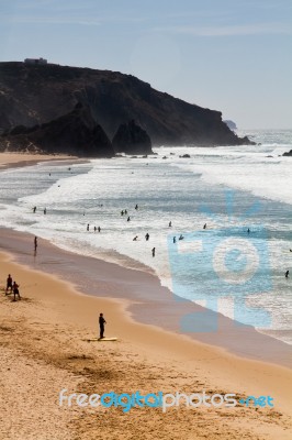 Beautiful Beach In Sagres Stock Photo