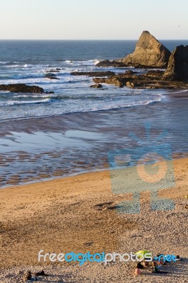 Beautiful Beach In Sagres Stock Photo