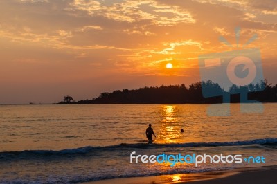 Beautiful Beach In The Evening Stock Photo