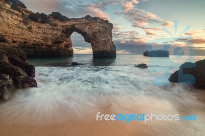 Beautiful Beach Of Albandeira Stock Photo