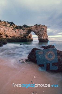 Beautiful Beach Of Albandeira Stock Photo