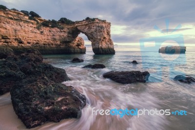 Beautiful Beach Of Albandeira Stock Photo