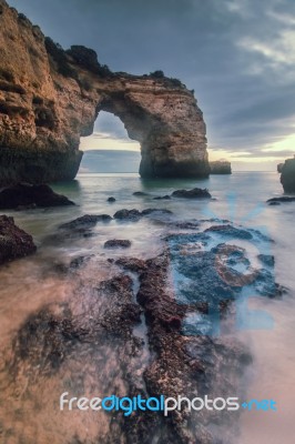 Beautiful Beach Of Albandeira Stock Photo