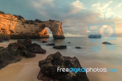 Beautiful Beach Of Albandeira Stock Photo