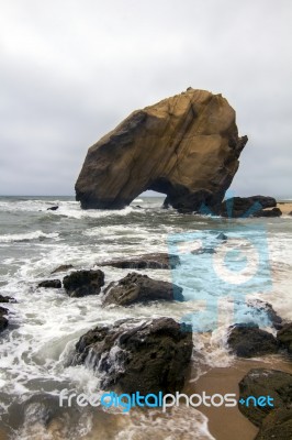 Beautiful Beach Of Santa Cruz, Located In Torres Vedras, Portugal Stock Photo