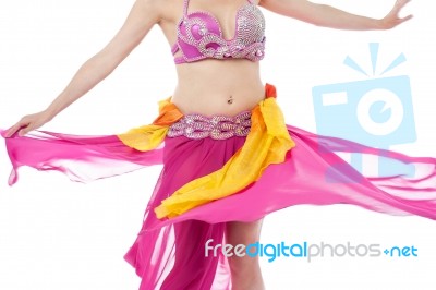 Beautiful Belly Dancer In Action Stock Photo