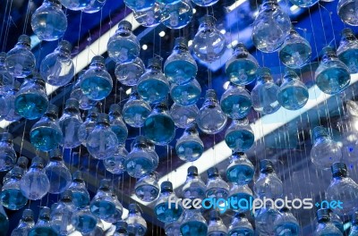 Beautiful Blue Light Bulbs Stock Photo