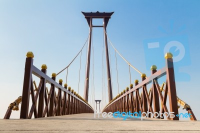 Beautiful Bridge Against Blue Sky Background Stock Photo