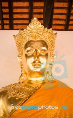 Beautiful Buddha Image At Buddhism Temple In Lamphun, Thailand Stock Photo