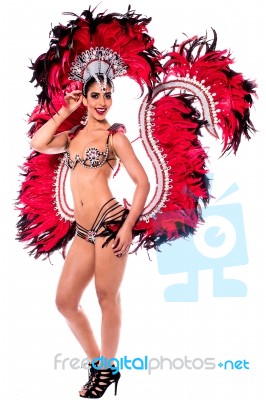 Beautiful Carnival Dancer, Amazing Costume Stock Photo