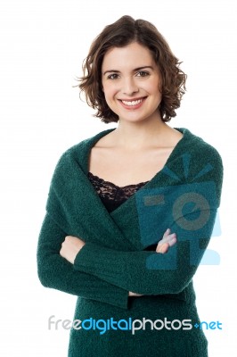 Beautiful Casual Young Woman In Winter Wear Stock Photo