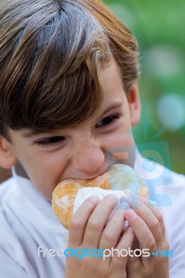 Beautiful Children Having Fun In The Park Stock Photo