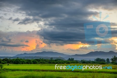 Beautiful Clouds, Dark Clouds And Warm Stock Photo