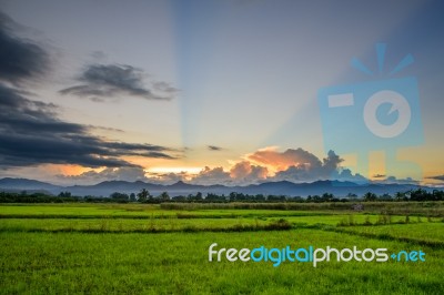 Beautiful Clouds, Dark Clouds And Warm Stock Photo