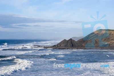 Beautiful Coastline Region Of Sagres, Located In Portugal Stock Photo