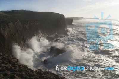 Beautiful Coastline Region Of Sagres, Located In Portugal Stock Photo