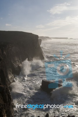 Beautiful Coastline Region Of Sagres, Located In Portugal Stock Photo