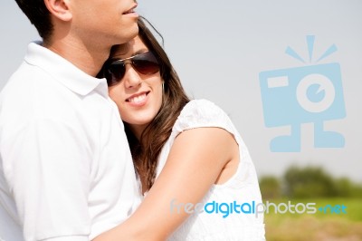 Beautiful Couple Hugging Stock Photo