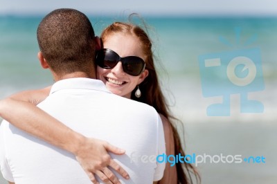 Beautiful Couple Hugging Stock Photo