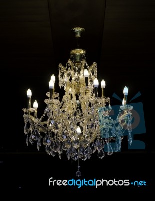 Beautiful Crystal Chandelier Stock Photo