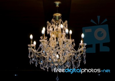 Beautiful Crystal Chandelier Stock Photo