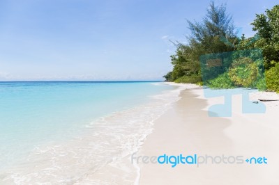 Beautiful Crystal Clear Sea And White Sand Beach At Tachai Island, Andaman, Thailand Stock Photo