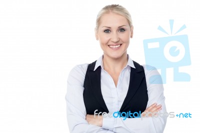 Beautiful Entrepreneur Posing Over White Stock Photo