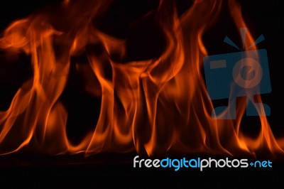 Beautiful Fire Flames On Black Background Stock Photo