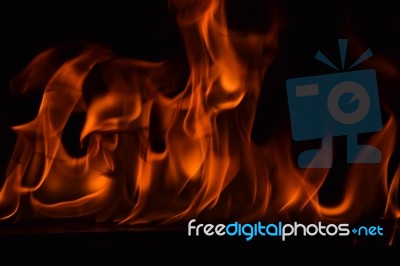 Beautiful Fire Flames On Black Background Stock Photo