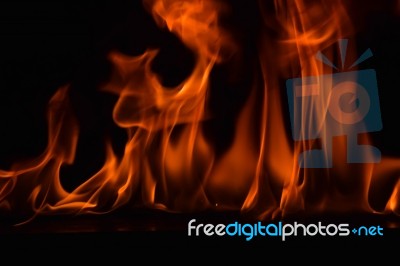 Beautiful Fire Flames On Black Background Stock Photo