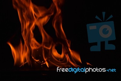 Beautiful Fire Flames On Black Background Stock Photo