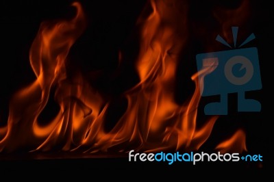 Beautiful Fire Flames On Black Background Stock Photo