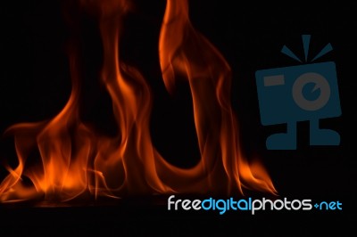 Beautiful Fire Flames On Black Background Stock Photo