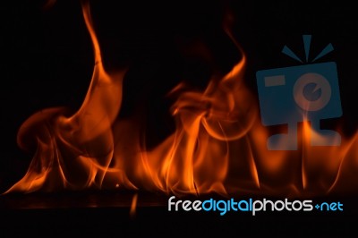 Beautiful Fire Flames On Black Background Stock Photo