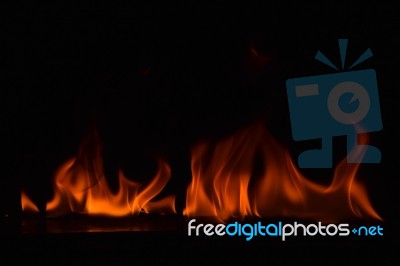 Beautiful Fire Flames On Black Background Stock Photo