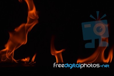 Beautiful Fire Flames On Black Background Stock Photo