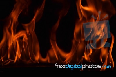 Beautiful Fire Flames On Black Background Stock Photo