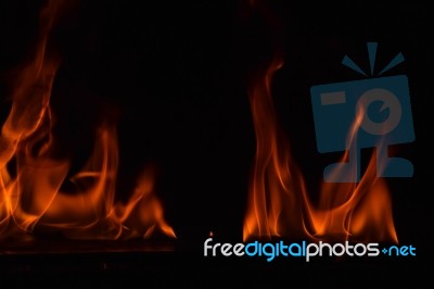 Beautiful Fire Flames On Black Background Stock Photo