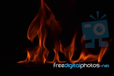 Beautiful Fire Flames On Black Background Stock Photo